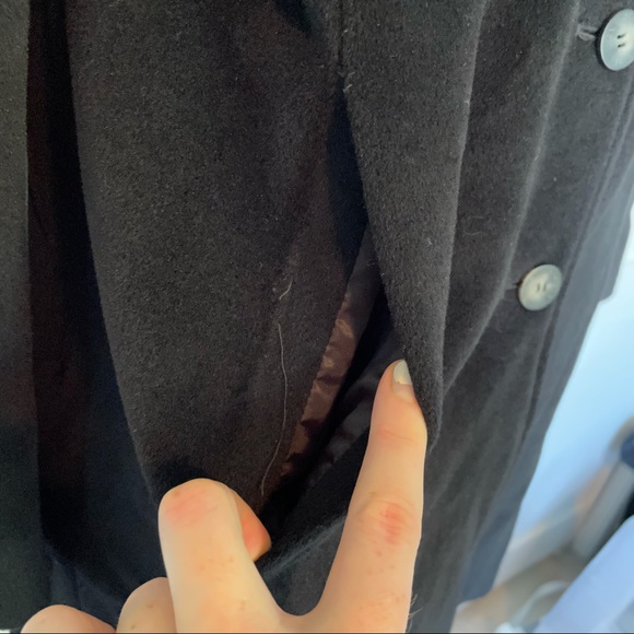 Calvin Klein Wool Angora Black Coat Jacket Hood Button Winter Warm Overcoat - Picture 5 of 8